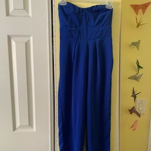Classy, Blue, Long-Pant Romper